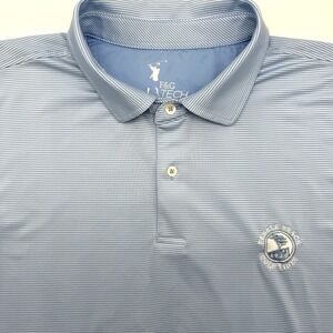 F&G Tech Men's Pebble Beach KTLA 5 Blue Striped XL Golf Polo Shirt Stretch *READ